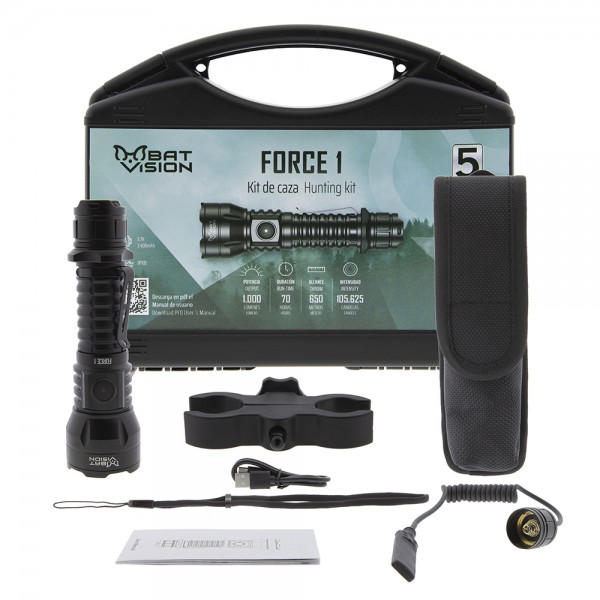 FORCE ONE 1,000 lumen LED flashlight with B-Vision hunting kit