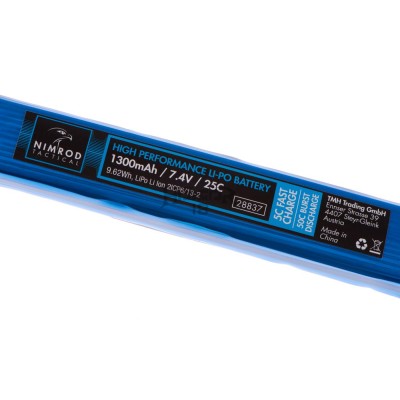 Lipo 7.4V 1300mAh 25C Tubo de estoque Tipo T-Plug [Nimrod]