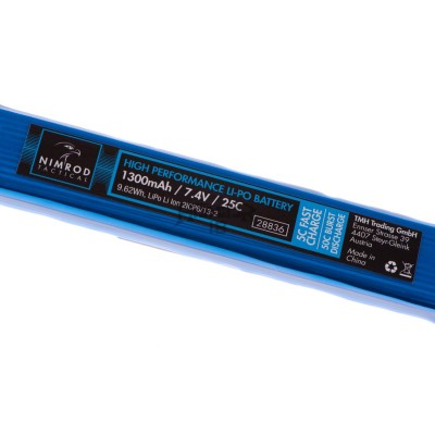 Lipo 7.4V 1300mAh 25C Tipo de tubo de estoque [Nimrod]