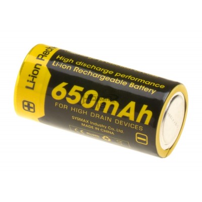 NL166 RCR123 Battery 3.7V 650mAh