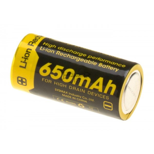 NL166 RCR123 Battery 3.7V 650mAh [Nitecore]