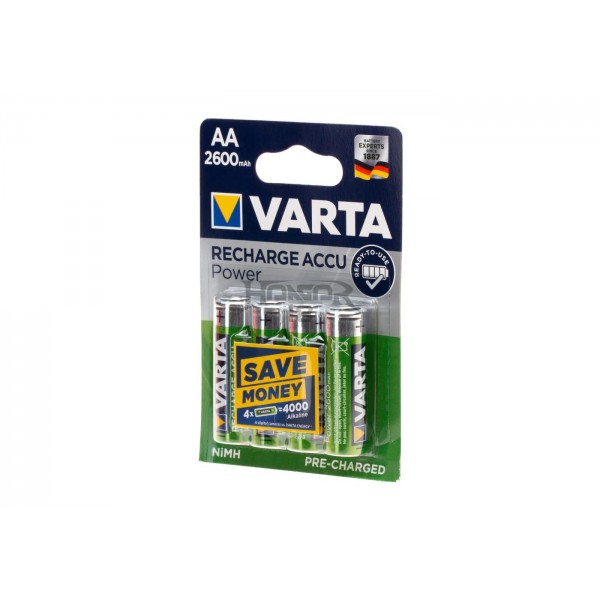 Pilhas AA recarregáveis 2600mAh 4 unidades [Varta]