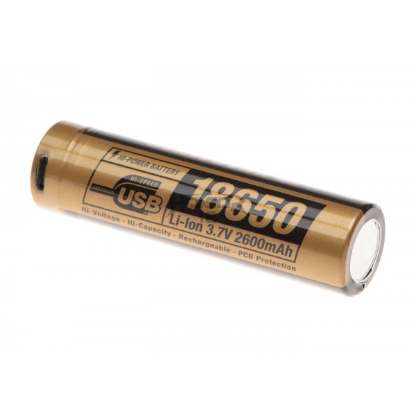 18650 Battery 3.7V 2600mAh Micro-USB [Clawgear]